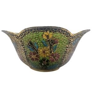 Plique A Jour Cloisonne Floral Bowl